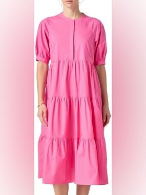 English Factory Hot Pink Buttonless Shirt Dress